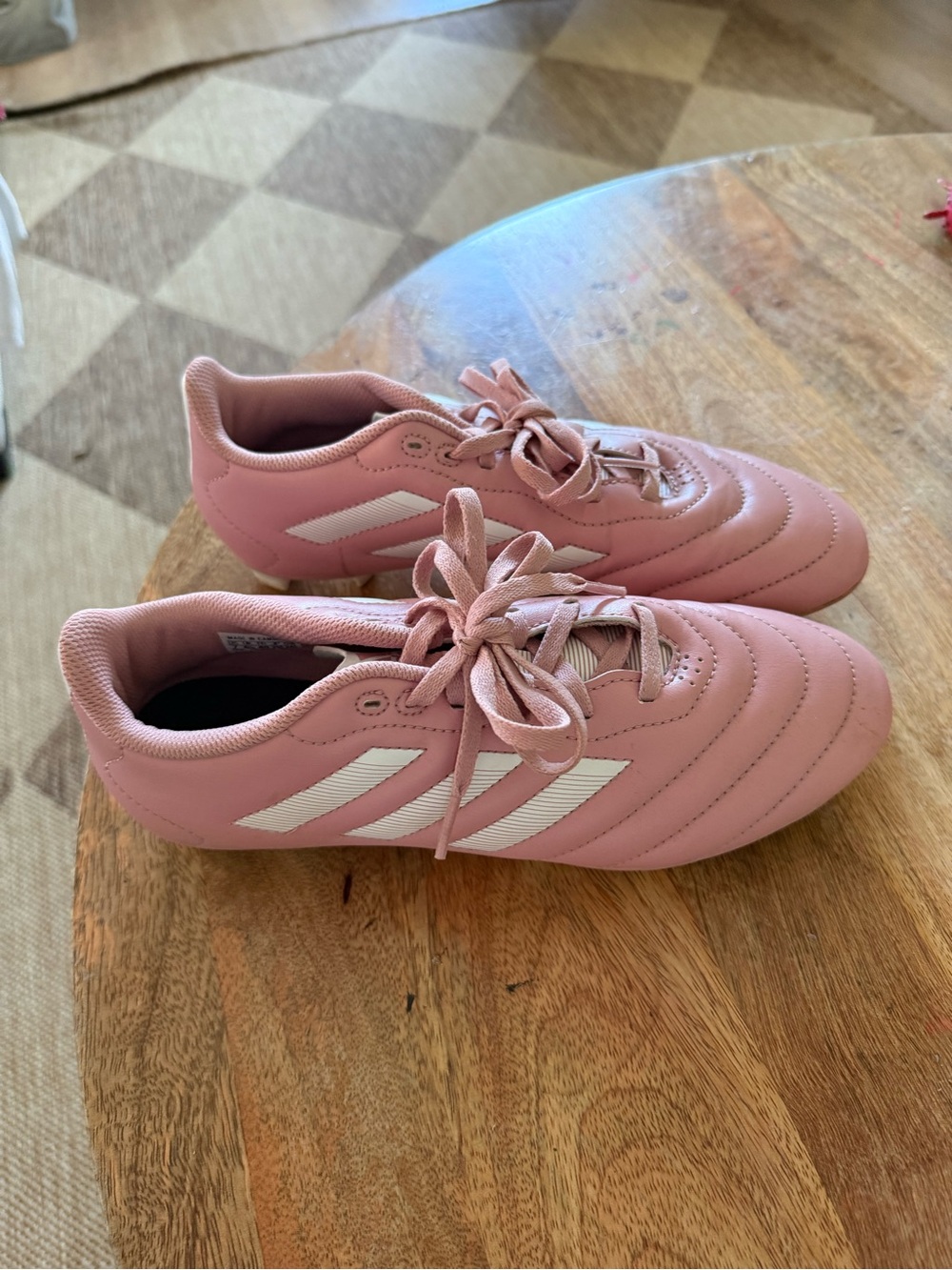 adidas Pink Women's Soccer Cleats with White Stripes